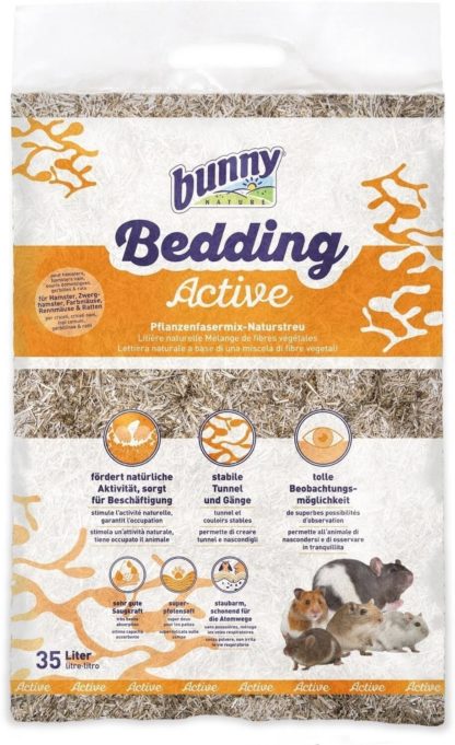 A BunnyNature Bunny Bedding Active egy növényi szálkeverékből álló, természetes alom, hörcsögök, törpe hörcsögök, egerek, futóegerek és patkányok részére.